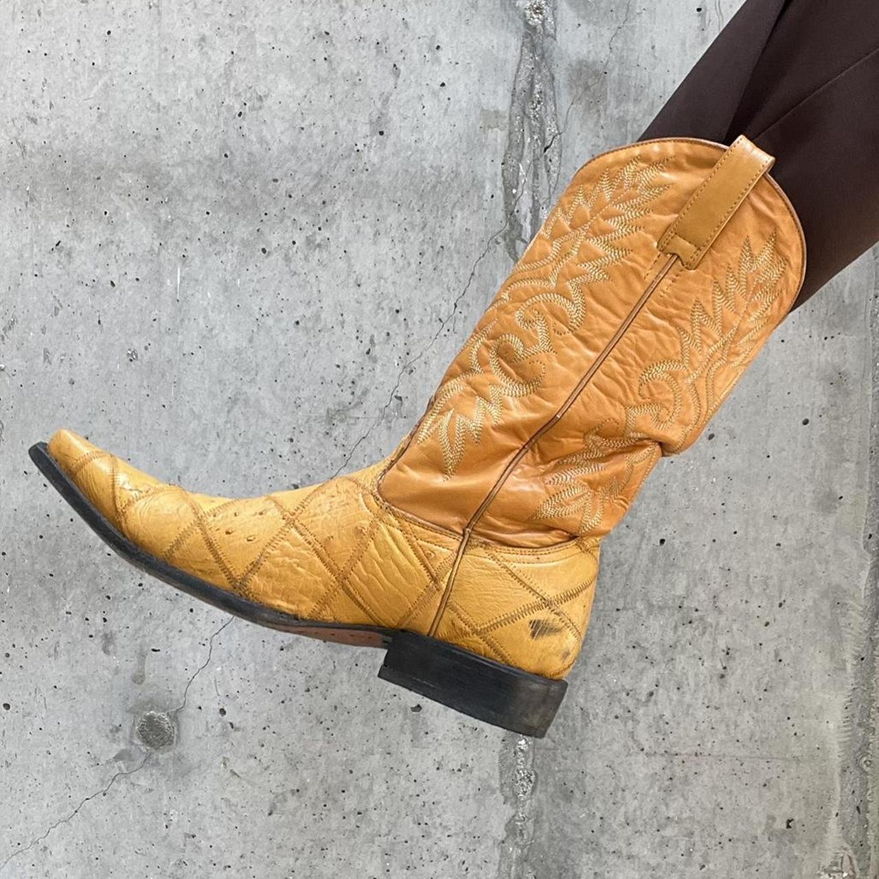 VINTAGE BURNT YELLOW COWBOY BOOT