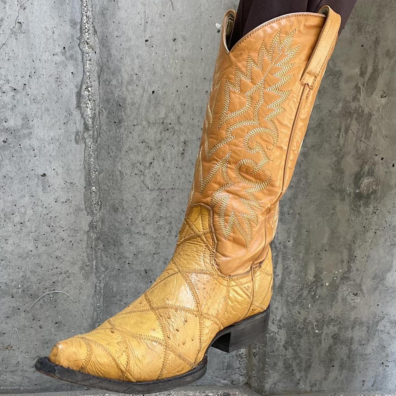 VINTAGE BURNT YELLOW COWBOY BOOT